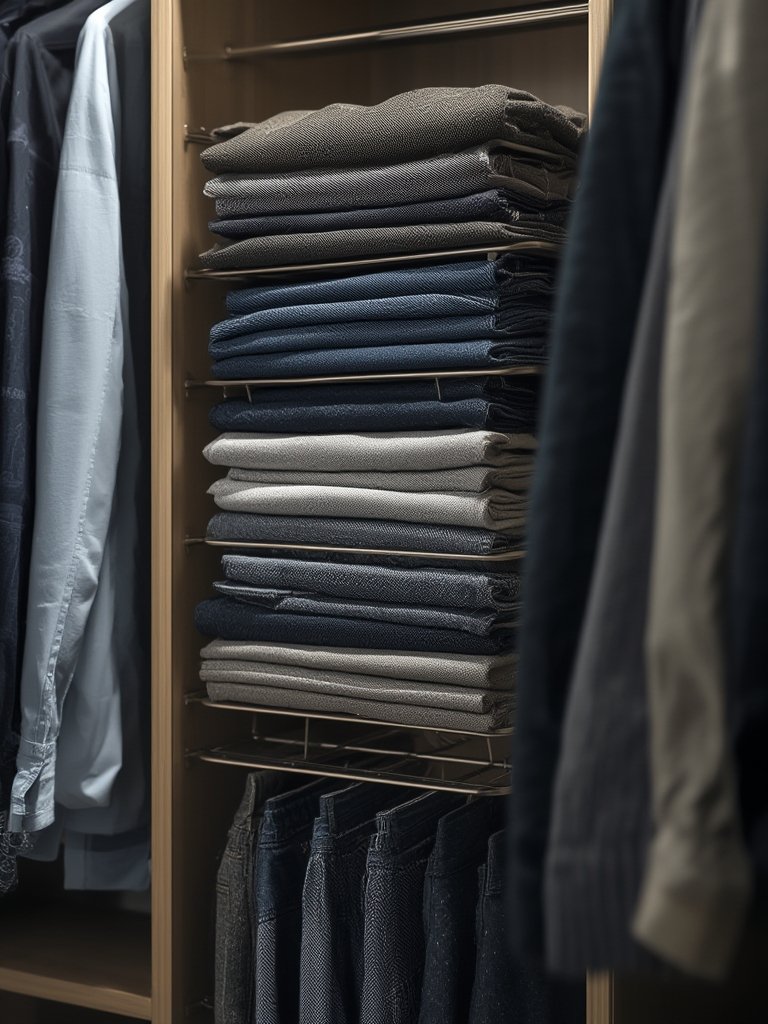 Pants Hangers: 3 Ultimate Steps For Best Closet Organization In 2026 2 A closet showing the space-saving benefit of FeeraHozer pants hangers.