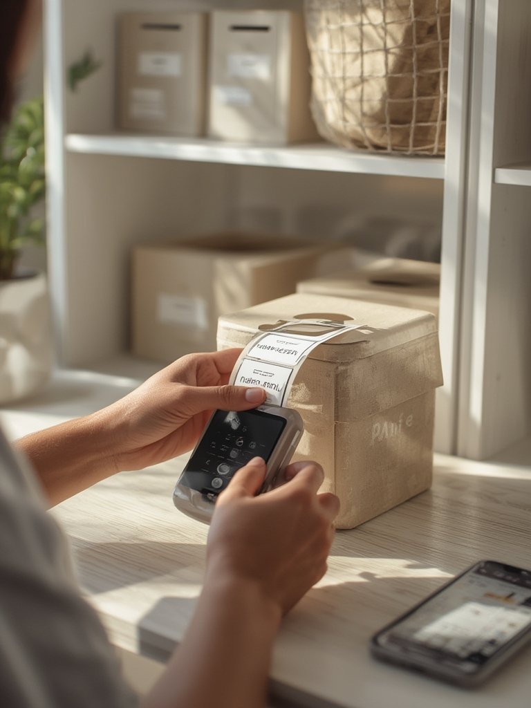 Label Maker: 7 Ultimate Steps For An Amazing Solution In 2026 2 A person using the Nelko P21 bluetooth label printer with a smartphone