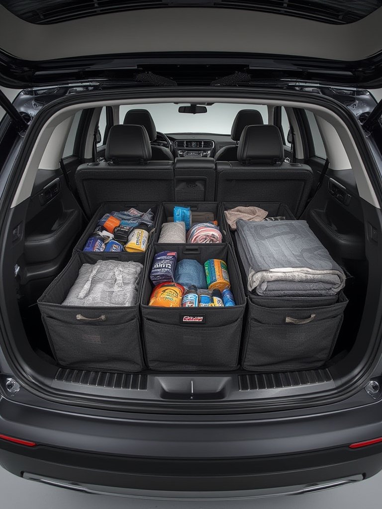 TRUNKCRATEPRO car storage organizer shown collapsed and folded for easy storage.