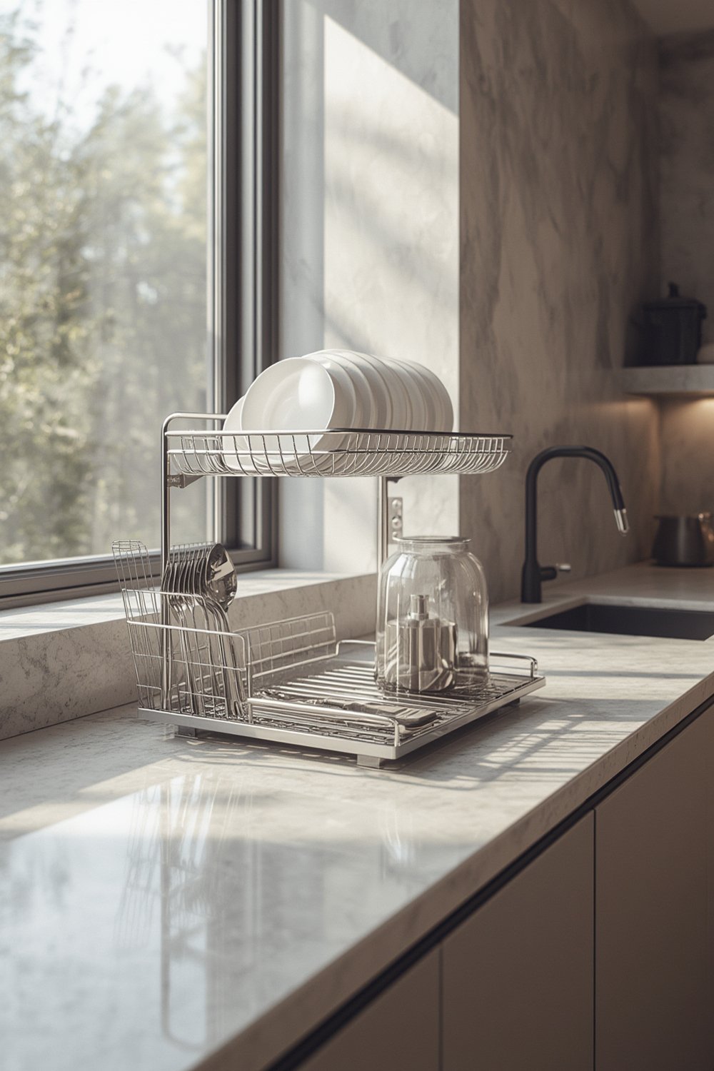 Kitsure dish rack on a modern kitchen counter