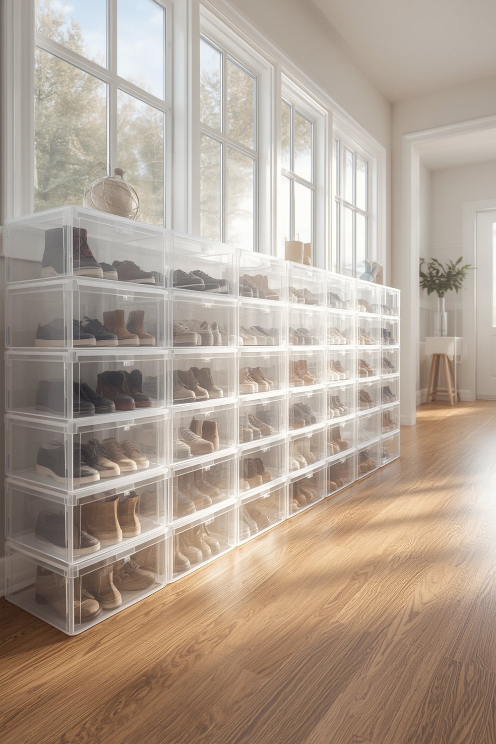 Shoe Organizer: 12 Ultimate Steps For Amazing Storage Solutions In 2026 1 Kuject shoe organizer boxes stacked neatly in a closet providing excellent closet organization.