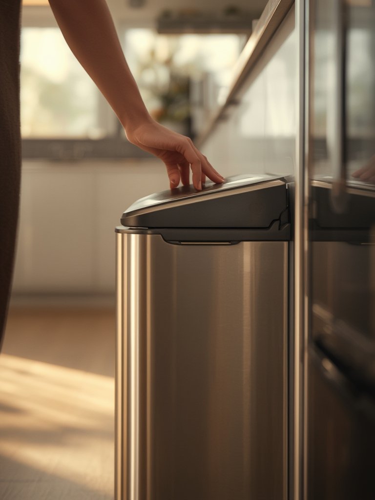 Kitchen Trashcan: 10 Ultimate Steps For Amazing Organization In 2026 2 Step trash can pedal being pressed, showing the hands-free operation of the kitchen trashcan