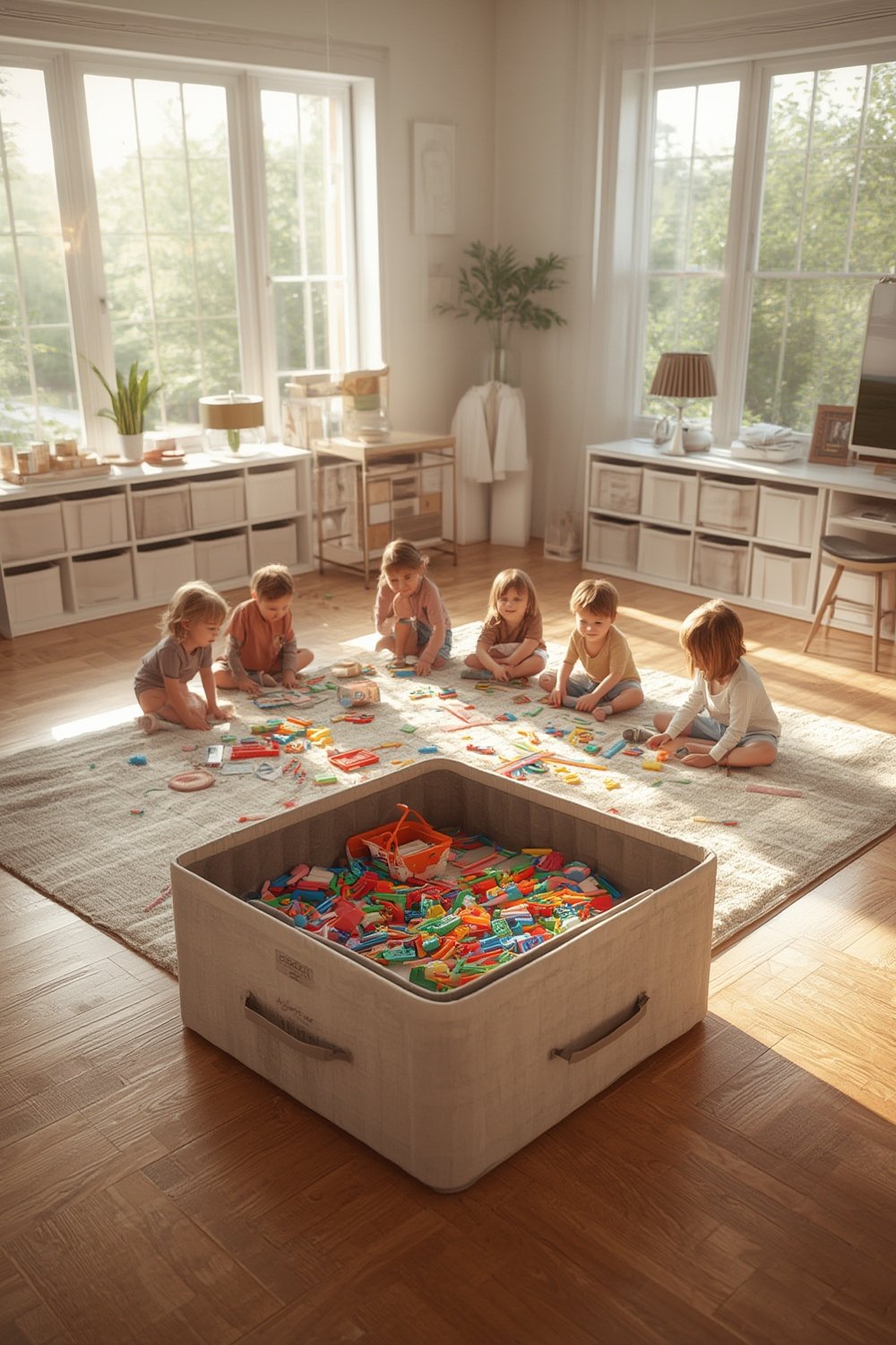 MAGNA-TILES storage bin in a child's playroom