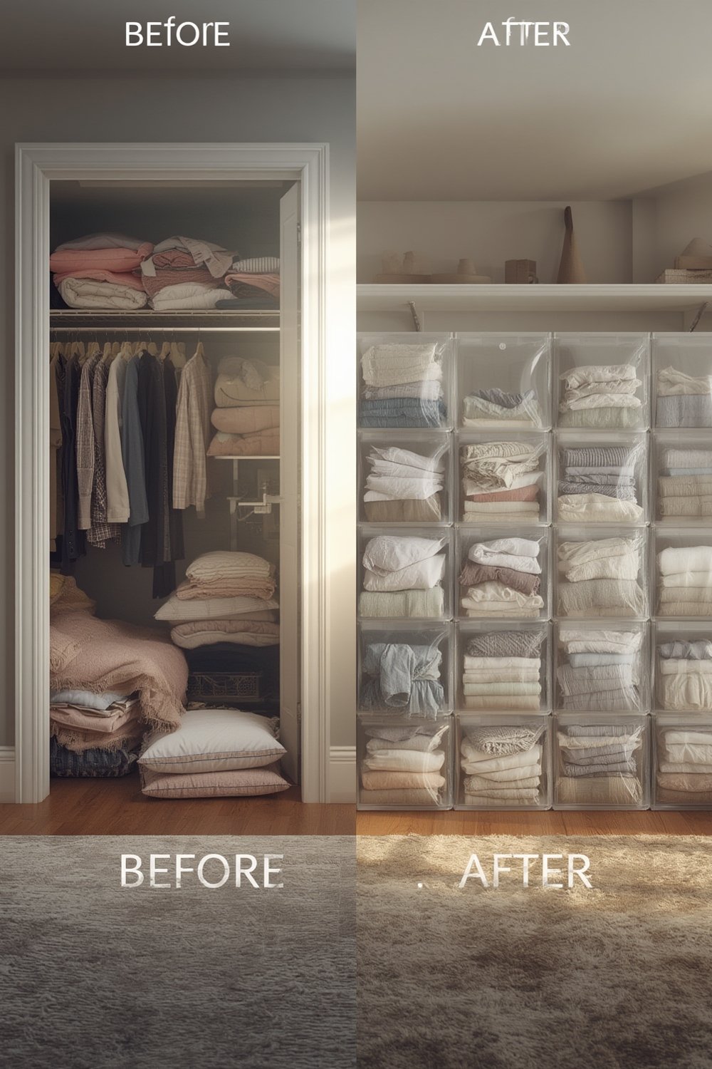 A collection of Cozy Essential vacuum bags filled with clothes and bedding.