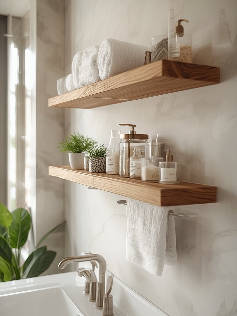 Floating Shelves: 3 Ultimate Steps For Amazing Home Decor In 2026 2 Close-up of a single black wall shelf holding a small clock, a book, and a decorative vase.